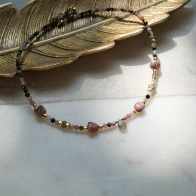 Collier Saanvi Tourmaline, rhodochrosite