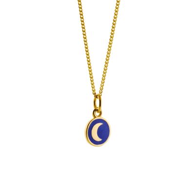 Mini Indigo Blue Moon Emaille Halskette