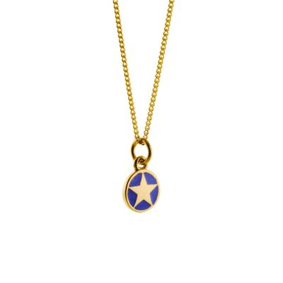 Mini Indigo Blue Star Enamel Necklace