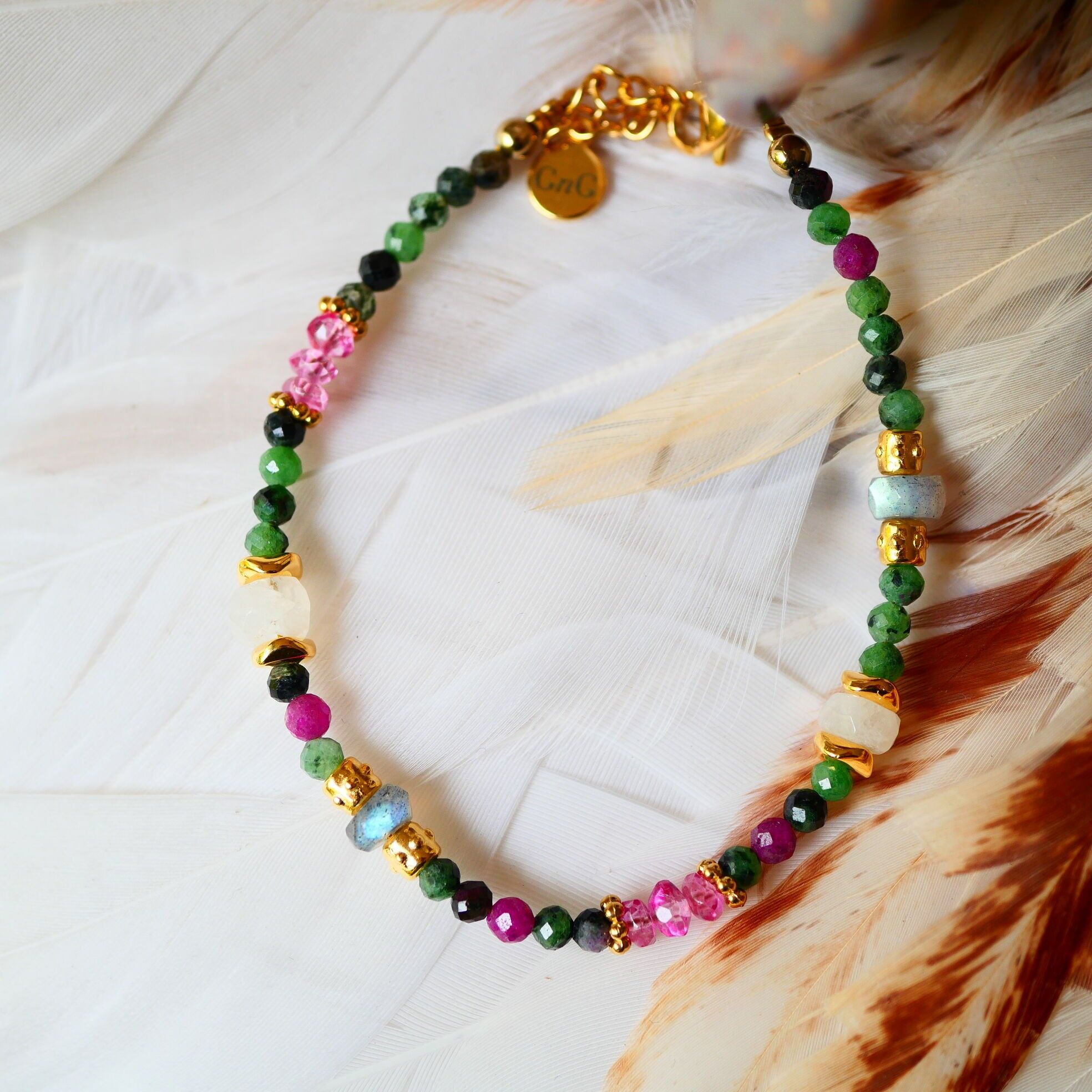 Bracciale rubino Zoisite, topazio rosa - Gitali