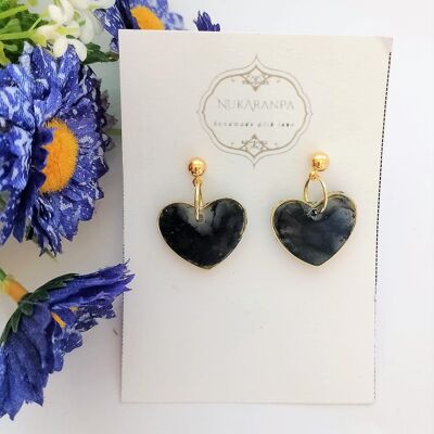 handmade earring, hypoallergenic and light "black marble" collection