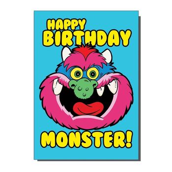 Joyeux anniversaire monstre des années 1980 mon animal de compagnie monstre inspiré carte de voeux