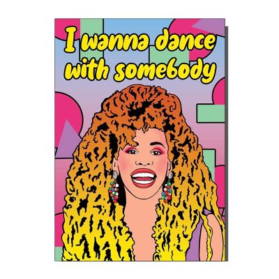 1980er Jahre „I Wanna Dance With Somebody Whitney“ inspirierte Geburtstags-/Grußkarte