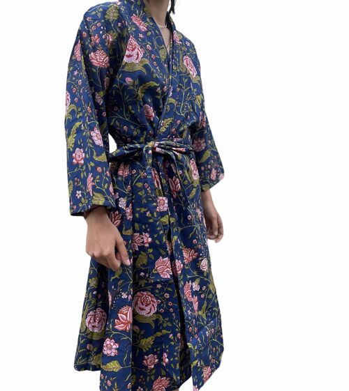 kimono coton kalam marine