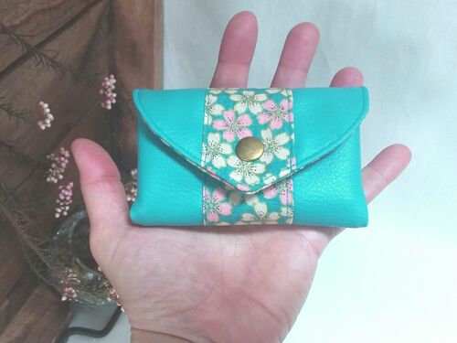 Mini portefeuille porte-monnaie origami turquoise