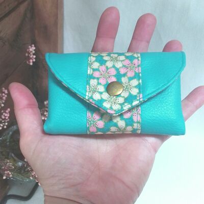 Mini portefeuille porte-monnaie origami turquoise