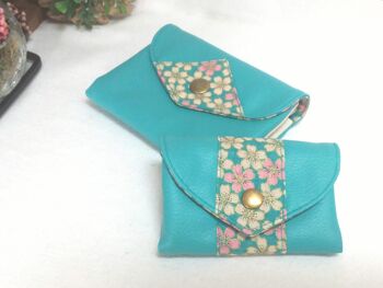 Mini portefeuille porte-monnaie origami turquoise 3