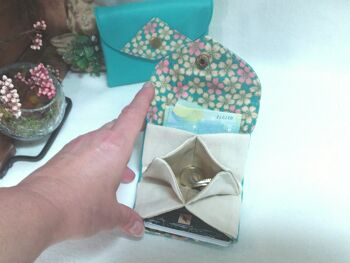 Mini portefeuille porte-monnaie origami turquoise 5