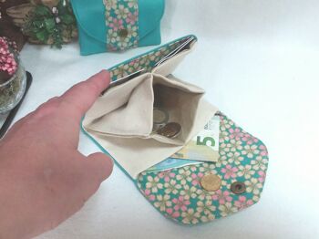 Mini portefeuille porte-monnaie origami turquoise 8