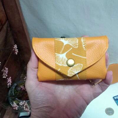 Mini wallet origami saffron and gingko leaves