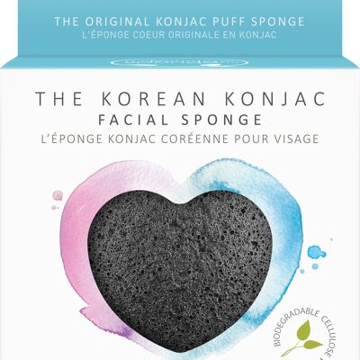 Konjac Heart Sponge With Bamboo Charcoal For Acne Prone Skin