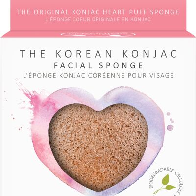Esponja de corazón Konjac con arcilla rosa francesa