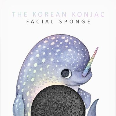 Mythical Narwhal Konjac Face Sponge & Hook Bamboo Charcoal