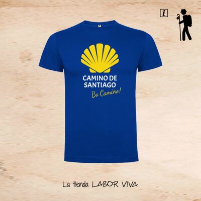 Blaues Unisex-T-Shirt, Camino de Santiago