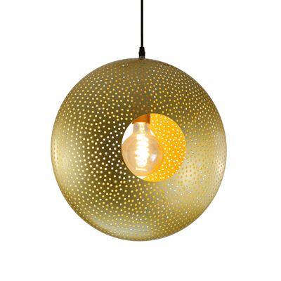 Round Perforated Gold Metal Pendant Atoka