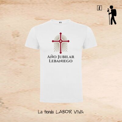 T-shirt blanc unisexe, Camino de Lebaniego