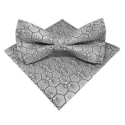 Silver bow tie with pocket