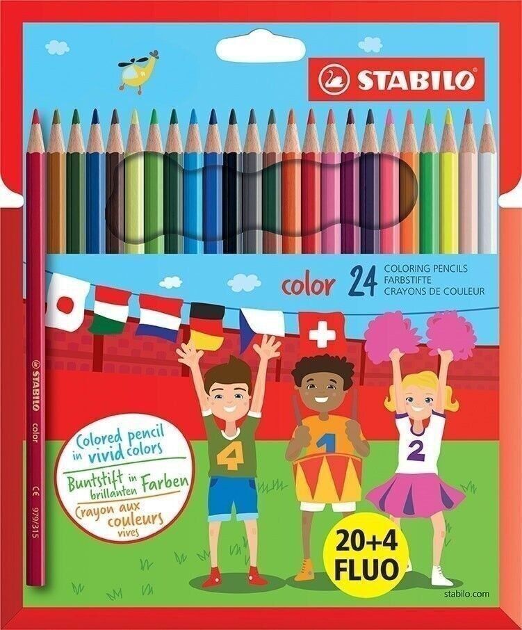 Lápices de colores - Estuche de cartón x 24 STABILO color "20+4 FLUO"