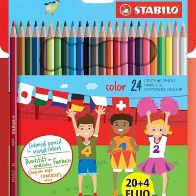 Colored pencils - Cardboard case x 24 STABILO color "20+4 FLUO"