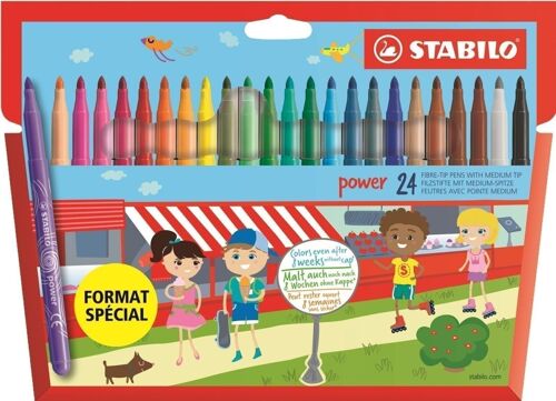 Feutres de coloriage - Etui carton x 24 STABILO power "FORMAT SPECIAL"