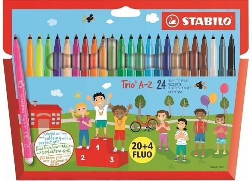 Feutres de coloriage - Etui carton x 24 STABILO Trio A-Z "20+4 FLUO"