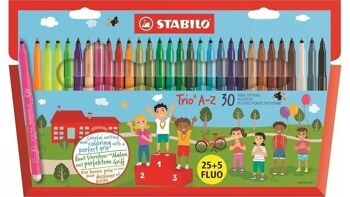 Feutres de coloriage - Etui carton x 30 STABILO Trio A-Z "25+5 FLUO" - format special