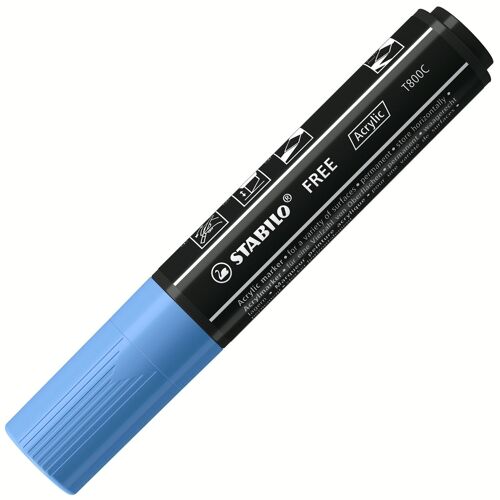 Marqueur pointe large STABILO FREE acrylic T800C - bleu cobalt