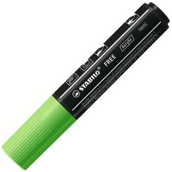 Marqueur pointe large STABILO FREE acrylic T800C - vert clair 1