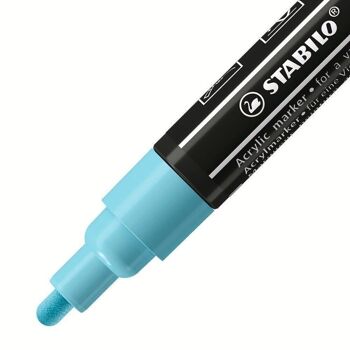 Marqueur pointe moyenne STABILO FREE acrylic T300 - bleu clair 2