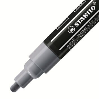 Marqueur pointe moyenne STABILO FREE acrylic T300 - gris foncé 2