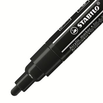 Marqueur pointe moyenne STABILO FREE acrylic T300 - noir 2