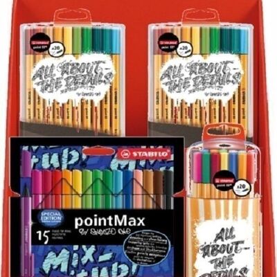 Mini-boutique STABILO by Snooze One gama: 20 Zebrui point 88 + 10 colorparade point 88 + 6 estuche x15 pointMax