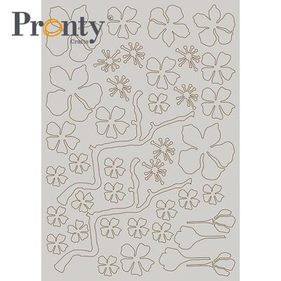 Pronty Crafts Grey Chipboard Layered cherry blossom A4