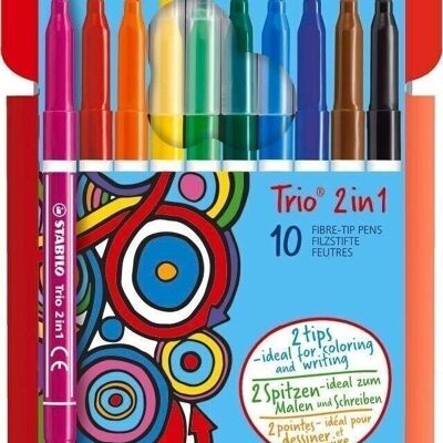 Coloring pens - Cardboard case x 10 STABILO Trio 2 in 1