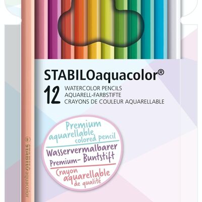 Crayons de couleur aquarellables - Etui carton x 12 STABILOaquacolor Pastellove - coloris pastel