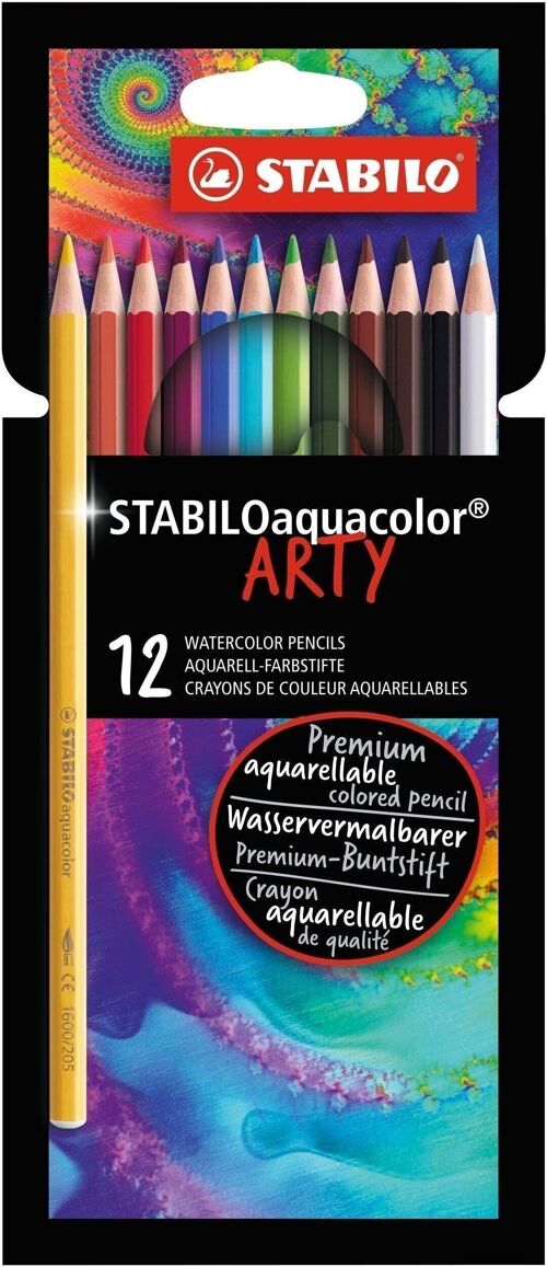 Crayons de couleur aquarellables - Etui carton x 12 STABILOaquacolor ARTY