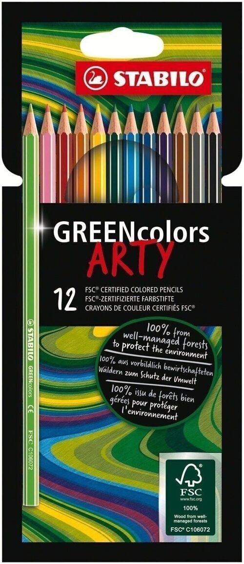 Crayons de couleur - Etui carton x 12 STABILO GREENcolors ARTY