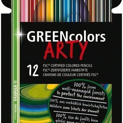 Lápices de colores - Estuche de cartón x 12 STABILO GREENcolors ARTY