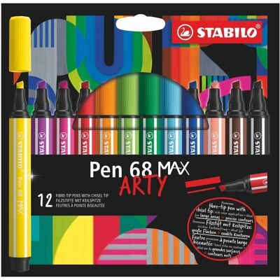 Feutres pointe biseautée - Etui carton x 12 STABILO Pen 68 MAX ARTY