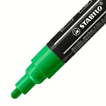 Marqueur pointe moyenne STABILO FREE acrylic T300 - vert feuille 2