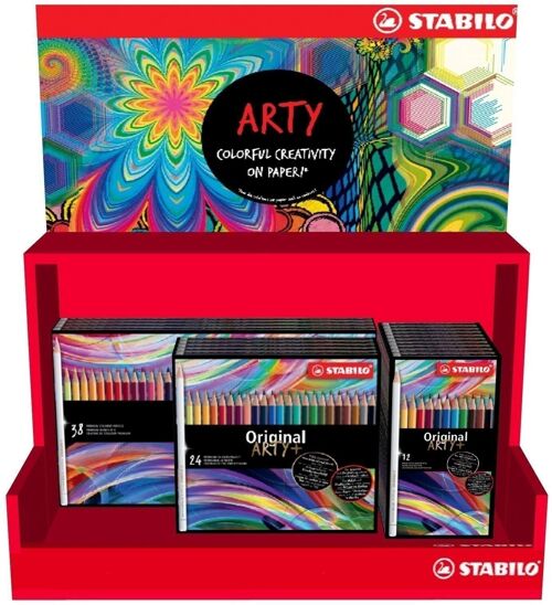 Crayons de couleur - Panière x 19 boîtes métal STABILO Original ARTY+ : 10 x12 + 5 x24 + 4 x36