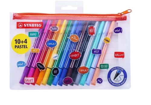 Stylos-feutres - Trousse x 14 STABILO pointMax "10 + 4 PASTEL"