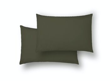 Taie d'oreiller lisse olive 2