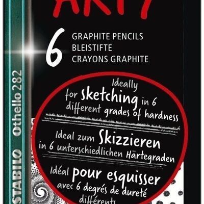 Graphite pencils - Cardboard case x 6 STABILO Othello ARTY assortment of hard and soft leads (2B, B, HB, F, H, 2H)