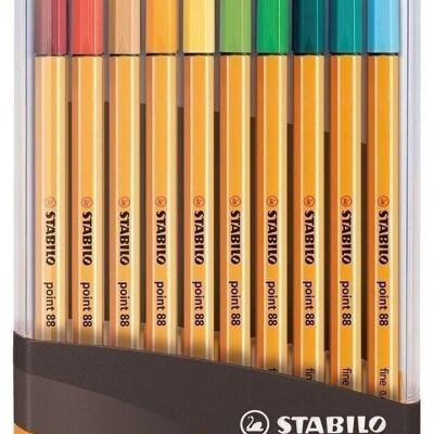 Stylos-feutres - ColorParade x 20 STABILO point 88 boîtier gris/orange