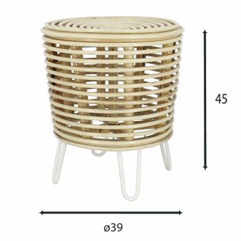 TABOURET EN ROTIN NATUREL AVEC PIEDS EN METAL BLANC 39XH46CM NUSA 5