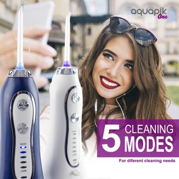 AQUAPIK "ONE" IRRIGATEURS ORAUX PORTABLES, IRRIGATEUR DENTAIRE AVEC 8 BUSES 5 MODES, IPX7 WATERPROOF, IRRIGATEUR ORAL PROFESSIONNEL PUISSANT RECHARGEABLE POUR DENTS ORTHODONTIQUES ET IMPLANT COFFRET DE VOYAGE 3