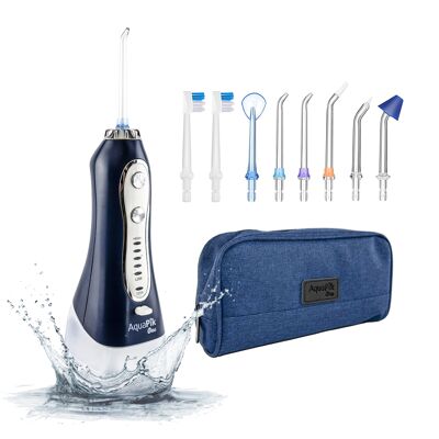 AQUAPIK ONE IRRIGADORES BUCALES PORTÁTIL, IRRIGADOR DENTAL CON 8 BOQUILLAS 5 MODOS, IPX7 IMPERMEABLE, PROFESIONAL POTENTE IRRIGADOR BUCAL RECARGABLE PARA DIENTES DE ORTODONCIA Y IMPLANTE ESTUCHE VIAJE