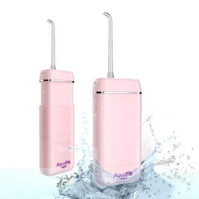 AQUAPIK MINI, PORTABLE ORAL IRRIGATOR, RETRACTABLE WATER TANK. RECHARGEABLE DENTAL IRRIGATOR FOR TRAVEL AND OFFICE. USB CHARGING, 4 NOZZLES, 3 POWERS, WATERPROOF IPX8, FOR THE WHOLE FAMILY (PINK)