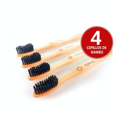 4 BIO WHITE BAMBOO WHITENING TOOTH BRUSHES MEDIUM, BIODEGRADABLE. RECOMMENDED BY DENTISTS ALL OVER THE WORLD. BAMBOO CHARCOAL BLACK BRISTLES WITH WHITENING EFFECT, BPA FREE